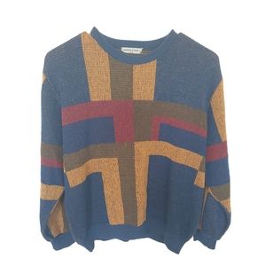 Vintage crewneck sweater-Yellow-blue-red